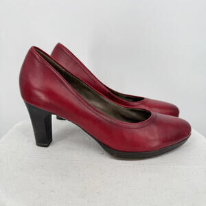 Women's Tamaris Leather Pumps Heels Red Shoes 38/7